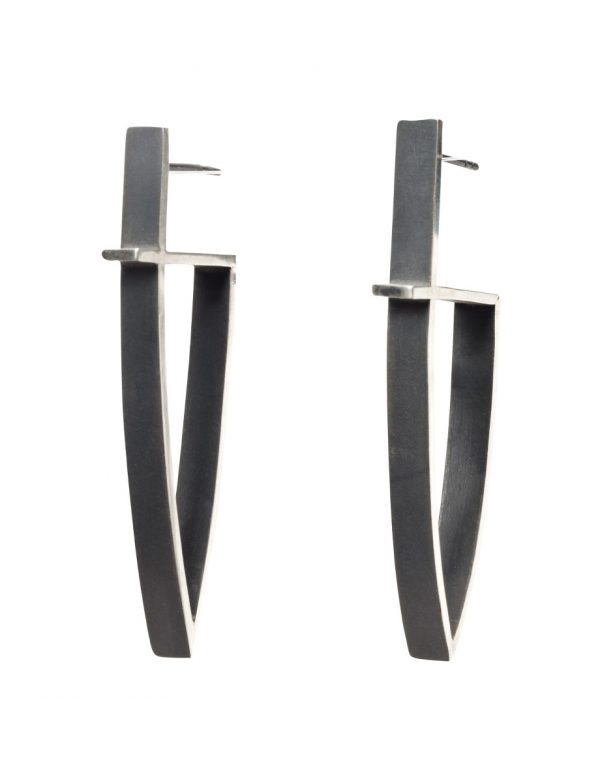 Intersected Triangle Outline Earrings – Silver