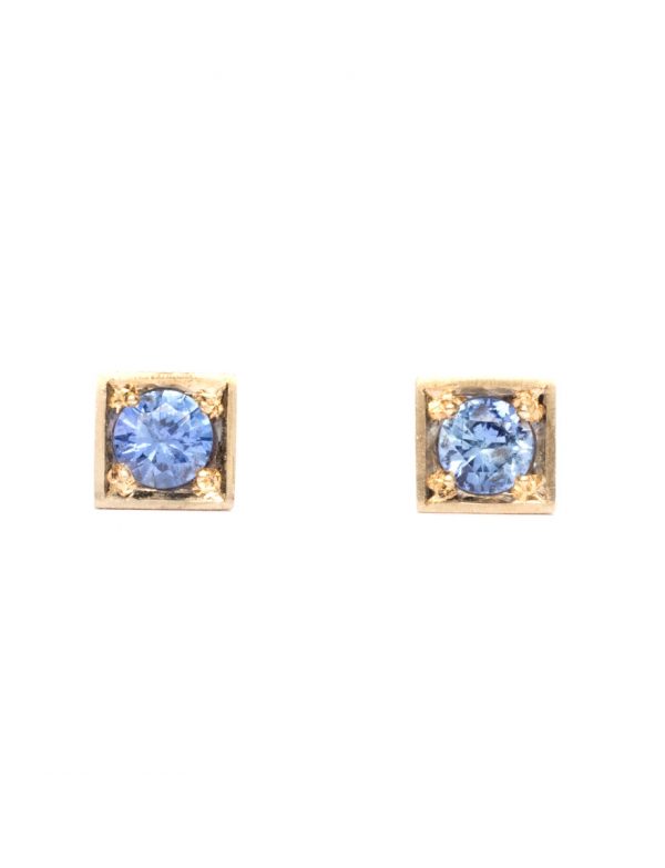 Stud Earrings – Yellow Gold & Ceylon Blue Sapphires