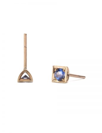 Stud Earrings – Yellow Gold & Ceylon Blue Sapphires