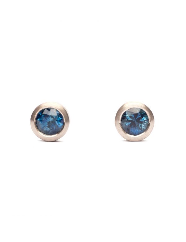 Stud Earrings – White Gold & Australian Blue Sapphires
