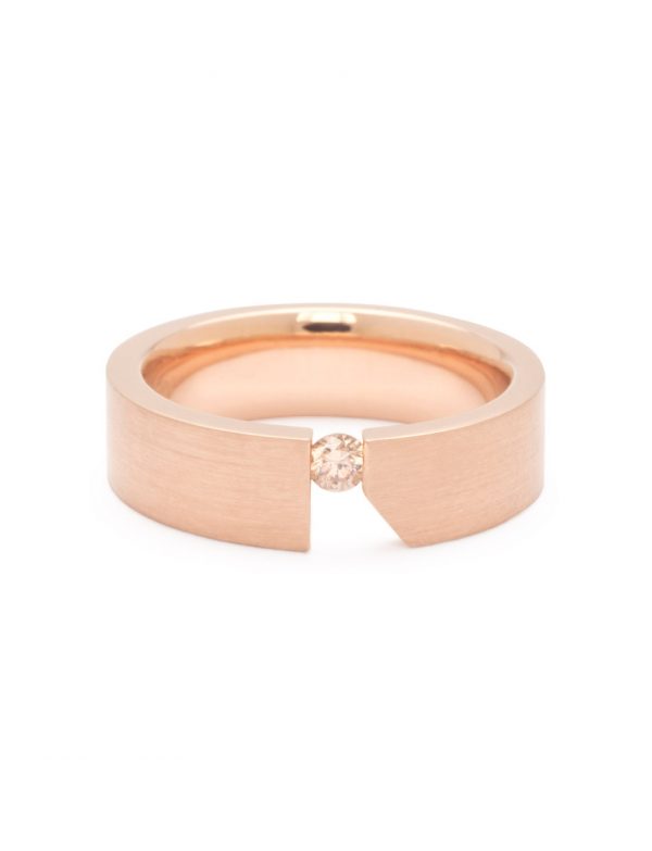 Tension Set Ring – Rose Gold & Champagne Diamond