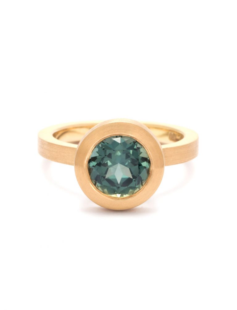 Bezel Ring – Gold & Seafoam Blue Parti Sapphire