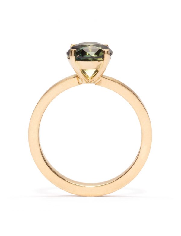 Four Claw Ring – Gold & Green Parti Sapphire