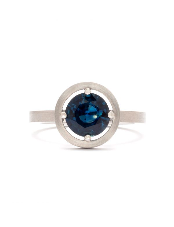 Halo Ring – Platinum & Blue Sapphire