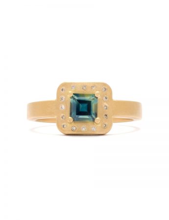 Square Outline Ring – Parti Sapphire & Diamond