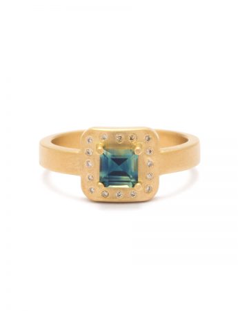 Square Outline Ring – Parti Sapphire & Diamond