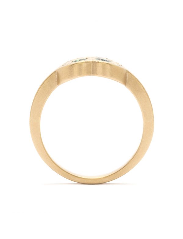 Double Oval Outline Ring – Blue Sapphire & Diamond