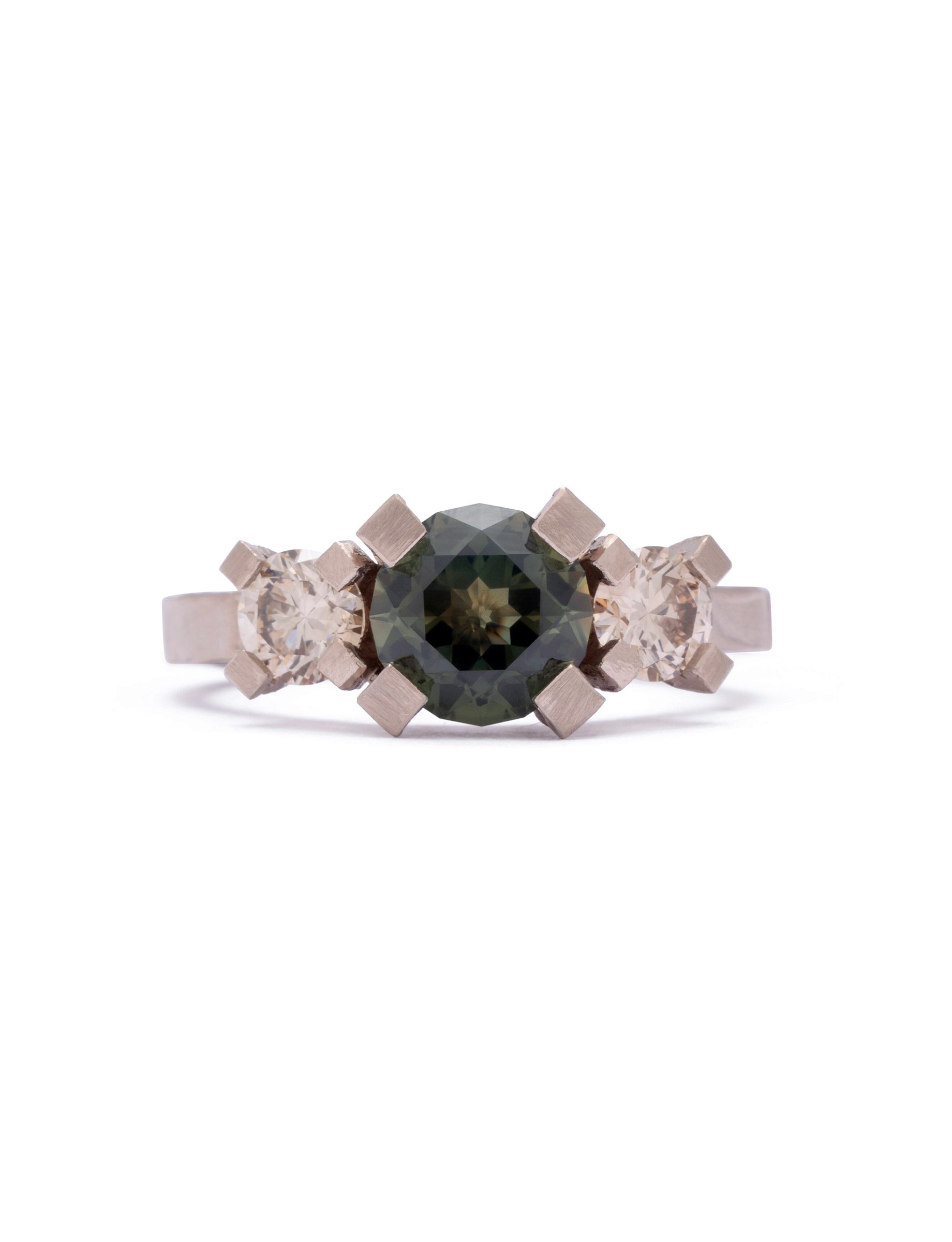 Classic Brutal Ring – White Gold & Sapphire