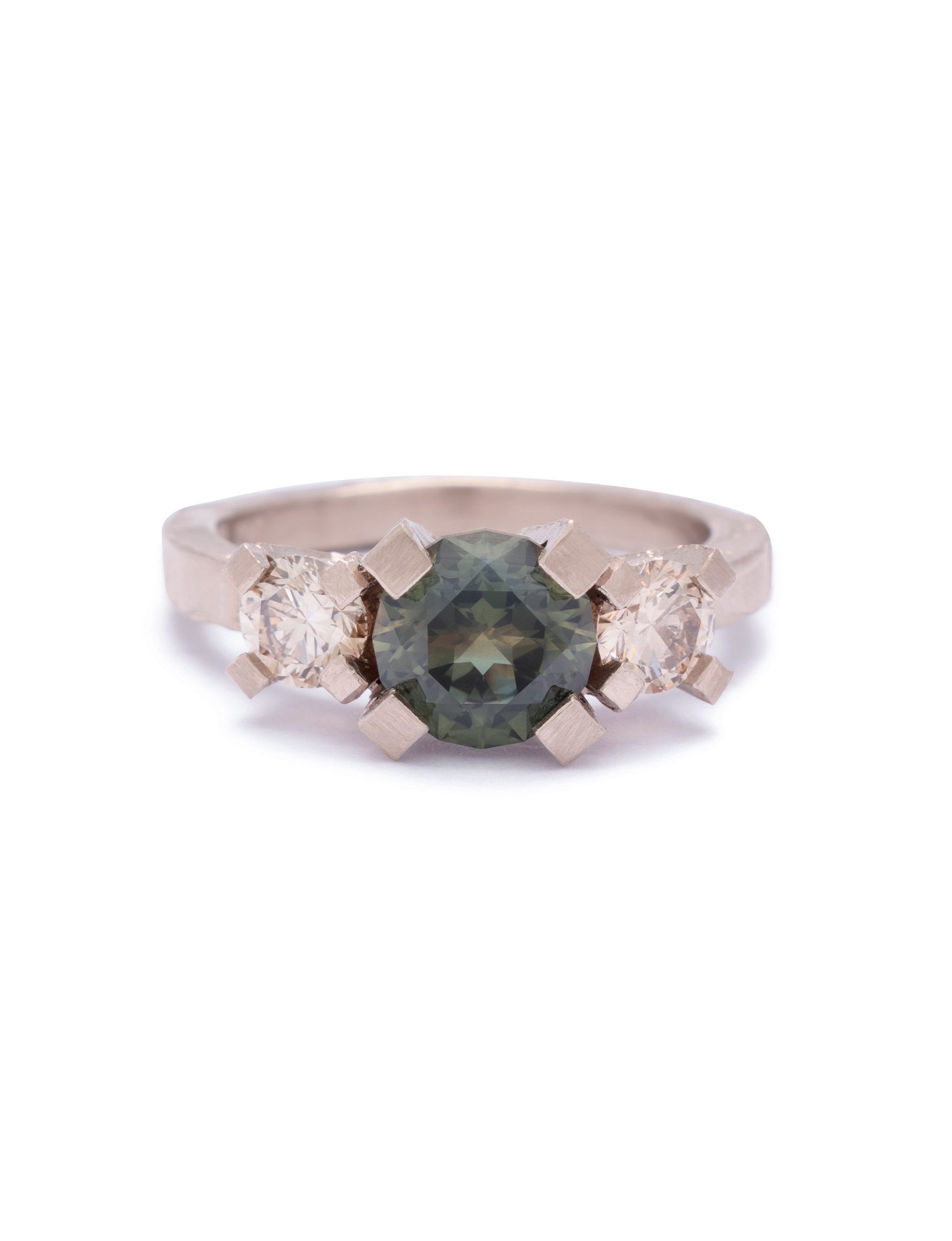 Classic Brutal Ring – White Gold & Sapphire