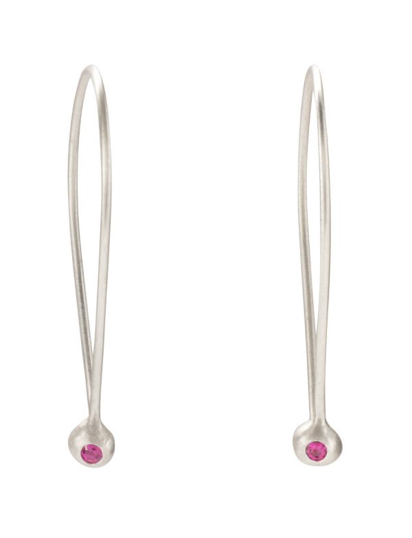 Small Tear Pleurs Earrings – Silver & Rubies