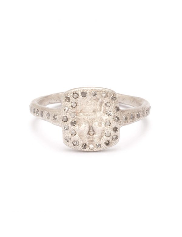 Saint Catherine Signet Ring – Silver & Reclaimed Diamonds