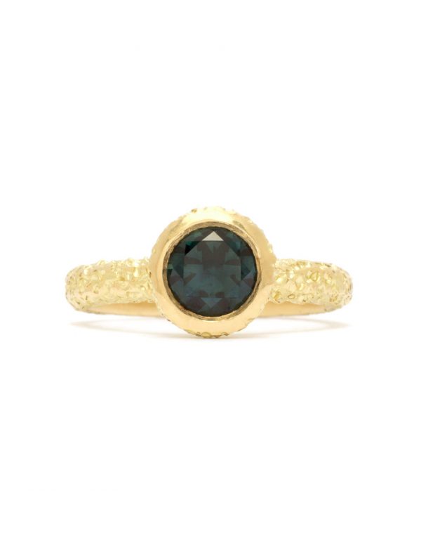 Cup Ring – Yellow Gold & Teal Sapphire