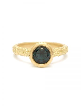 Cup Ring – Yellow Gold & Teal Sapphire