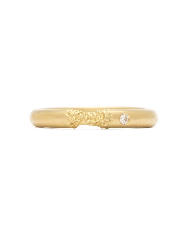 Curved Bridge Ring – Yellow Gold & White Diamond