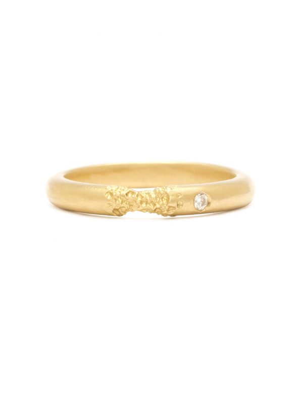 Curved Bridge Ring – Yellow Gold & White Diamond