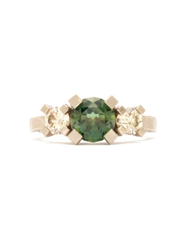 Classic Brutal Ring – White Gold & Sapphire