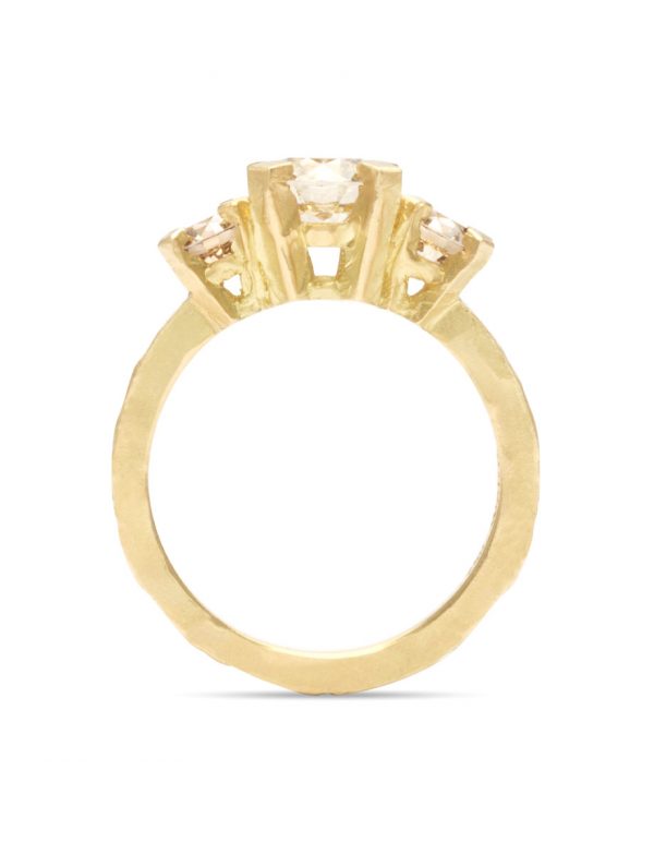 Classic Brutal Ring – Yellow Gold & Champagne Diamonds