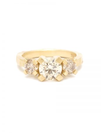 Classic Brutal Ring – Yellow Gold & Champagne Diamonds