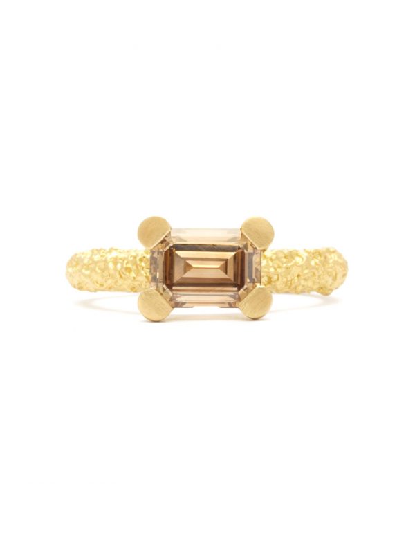 Longitude Ring – Yellow Gold & Champagne Diamond