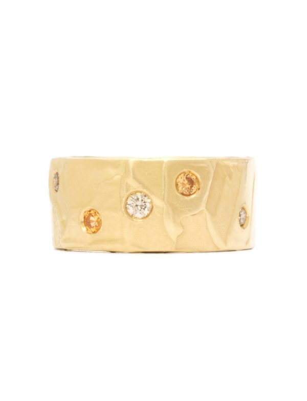 10mm Melted Gems Ring – Orange Sapphire & Diamond