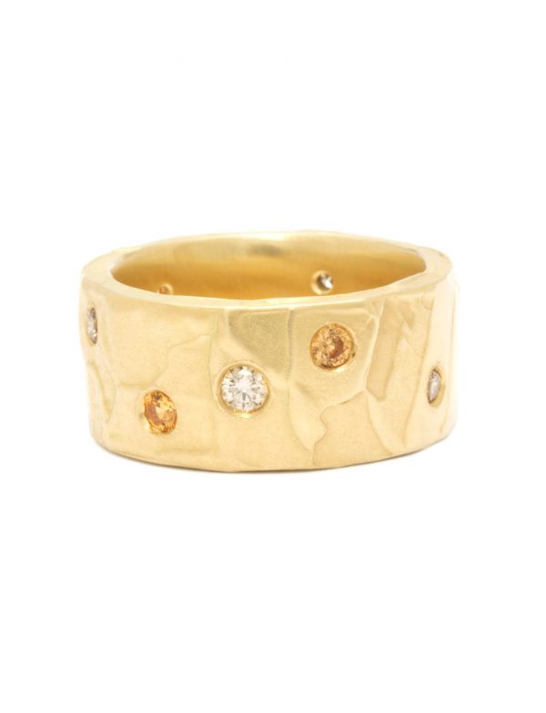 10mm Melted Gems Ring – Orange Sapphire & Diamond