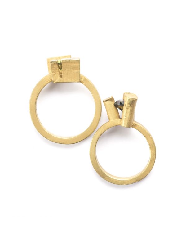 Offcut #18 Ring- Patinated Gold & Green Sapphire
