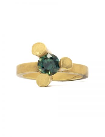 Offcut #17 Ring – Patinated Gold & Teal Sapphire