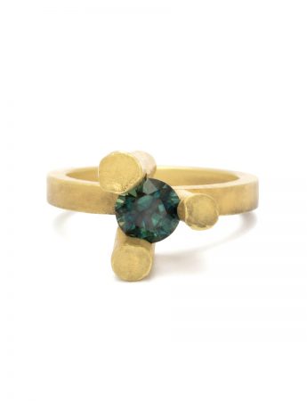 Offcut #17 Ring – Patinated Gold & Teal Sapphire