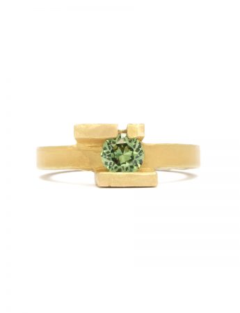 Offcut #18 Ring- Patinated Gold & Green Sapphire