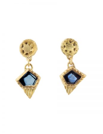 Ostosia Star Earrings – Gold & Blue Sapphire Slices
