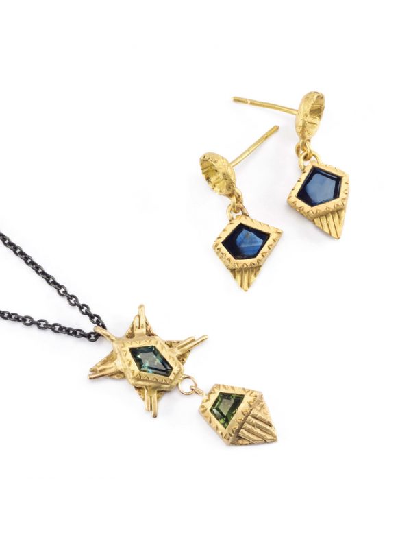 Ostosia Pendant – Gold & Blue Sapphires