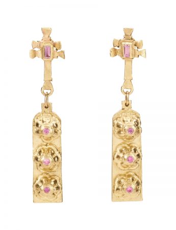 Santa Irene Earrings – Yellow Gold & Pink Sapphires
