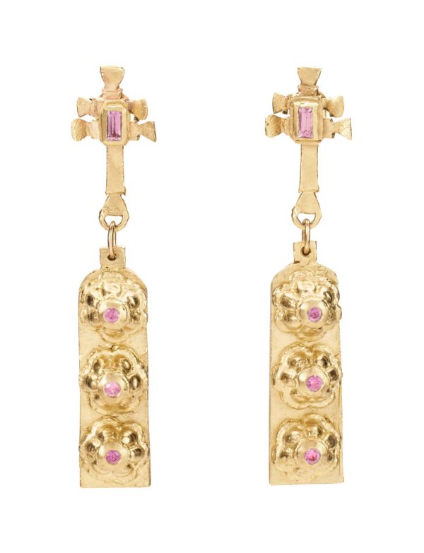 Santa Irene Earrings – Yellow Gold & Pink Sapphires