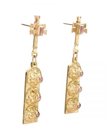 Santa Irene Earrings – Yellow Gold & Pink Sapphires