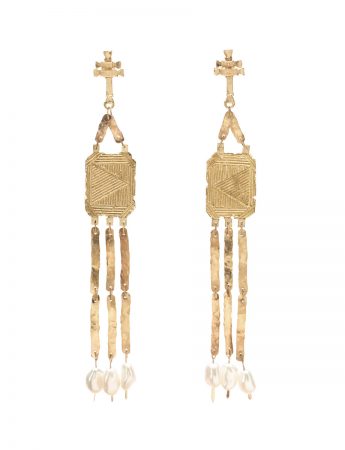 Santa Magdalena Earrings – Yellow Gold & Keshi Pearls