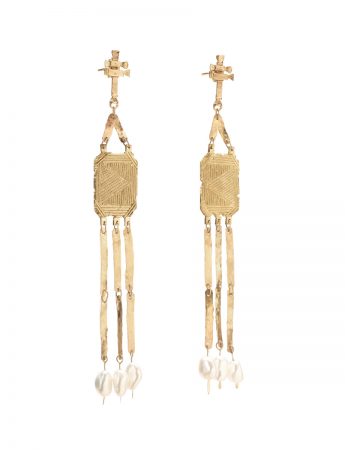 Santa Magdalena Earrings – Yellow Gold & Keshi Pearls