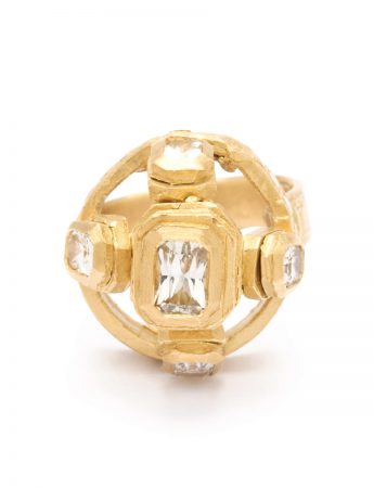 Sacro II Ring – Yellow Gold & White Sapphires