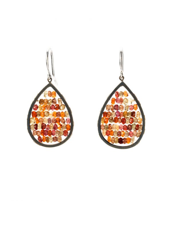 Teardrop Reef Earrings – Silver & Tandru Sapphire Beads