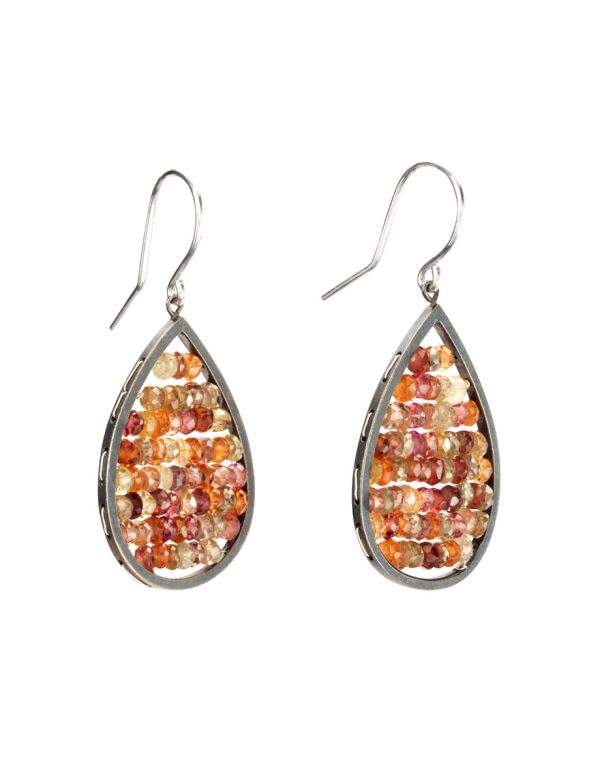 Teardrop Reef Earrings – Silver & Tandru Sapphire Beads