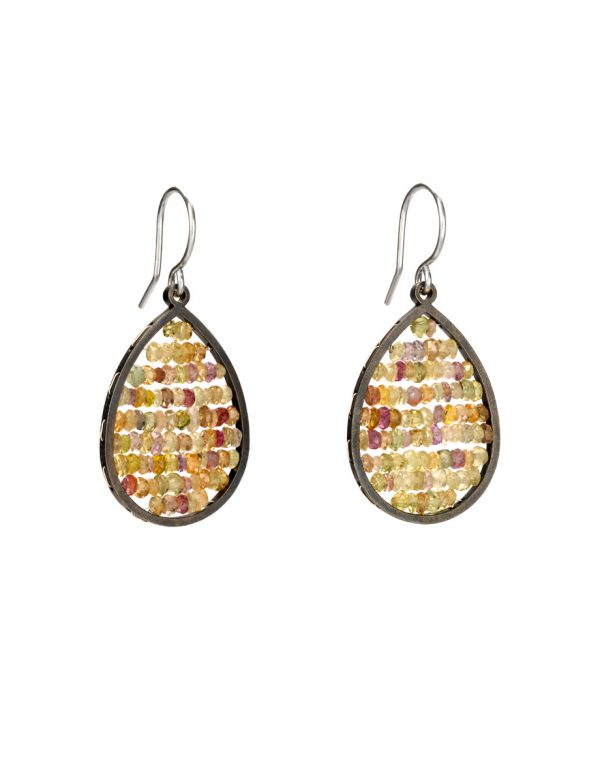Teardrop Reef Earrings – Pink and Green African Sapphires