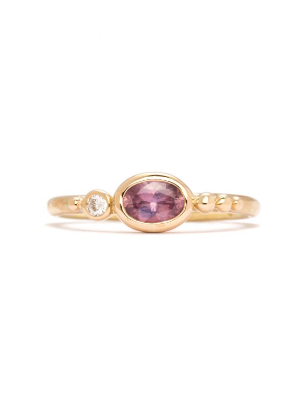 Sunset with Venus Rising Ring – Pink Sapphire & Diamond