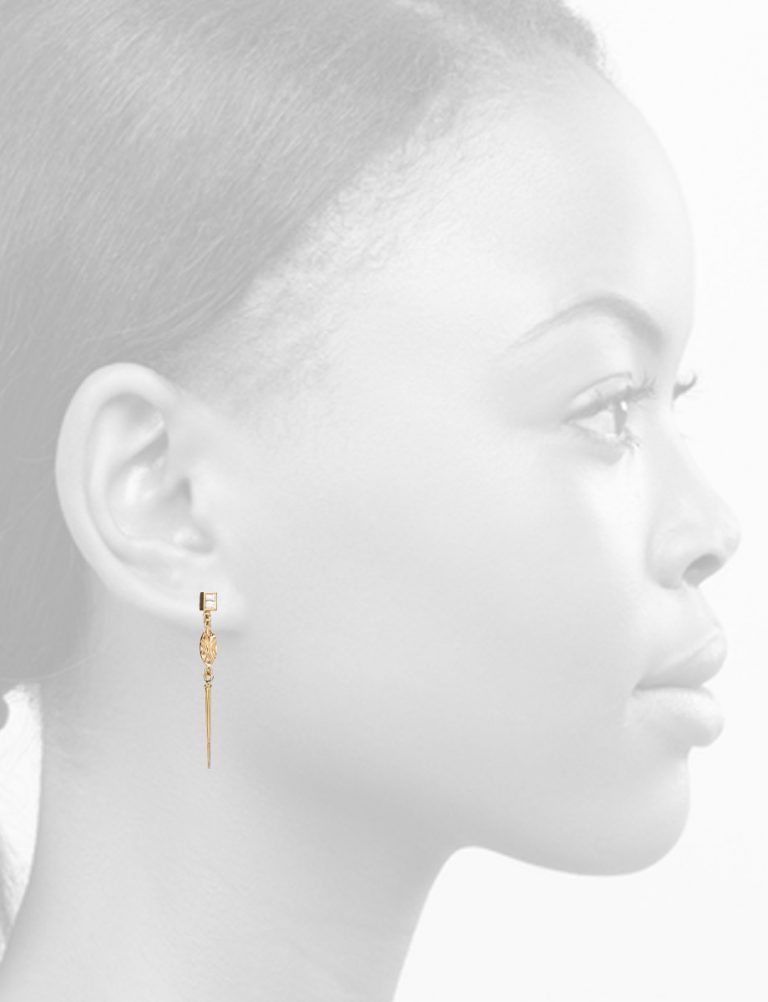 Fluted Diamond Drop Stud Earrings – Gold & Diamonds