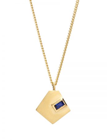 Kite Shaped Pendant Necklace – Yellow Gold & Blue Sapphire
