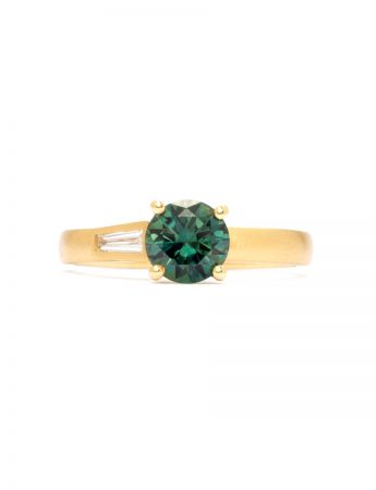Waterfall Ring – Yellow Gold & Teal Parti Sapphire