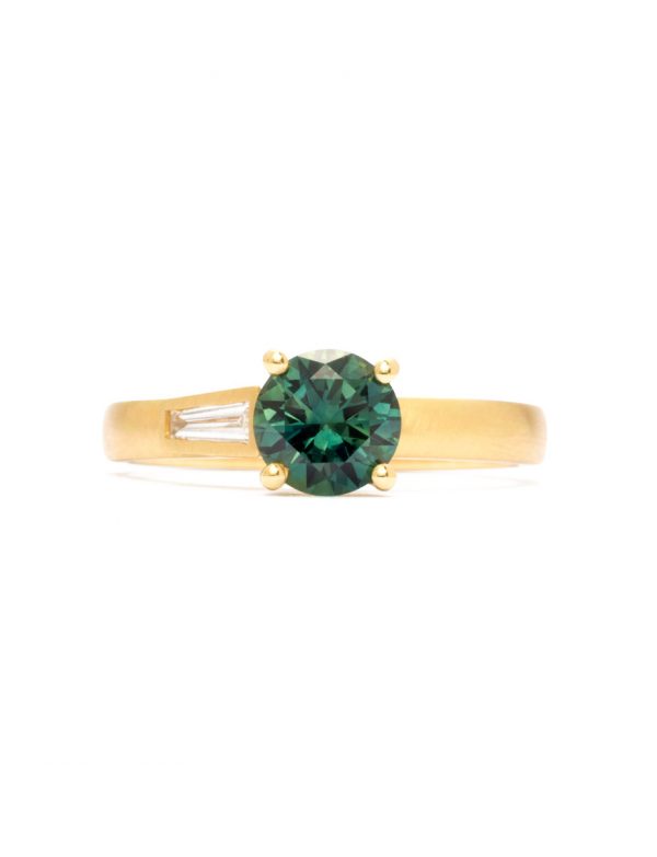 Waterfall Ring – Yellow Gold & Teal Parti Sapphire