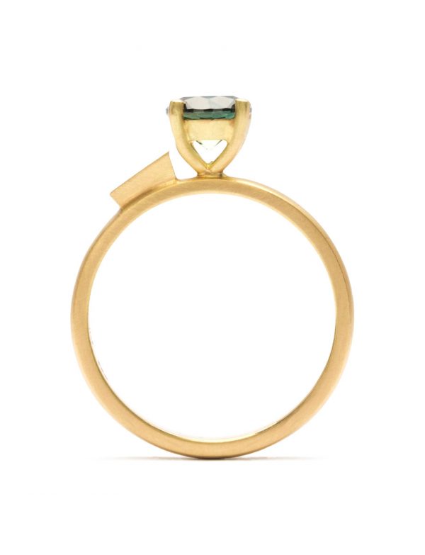 Waterfall Ring – Yellow Gold & Teal Parti Sapphire