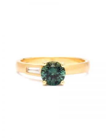 Waterfall Ring – Yellow Gold & Teal Parti Sapphire