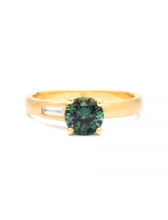 Waterfall Ring – Yellow Gold & Teal Parti Sapphire