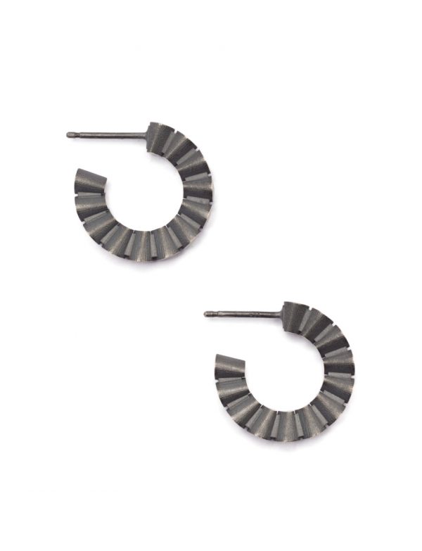 Secret Hearts Ear Loops Hoop Earrings – Blackened Silver