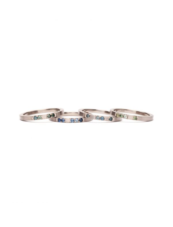 Four Stack Atlantis Ring – Blue, Green & Teal Sapphires